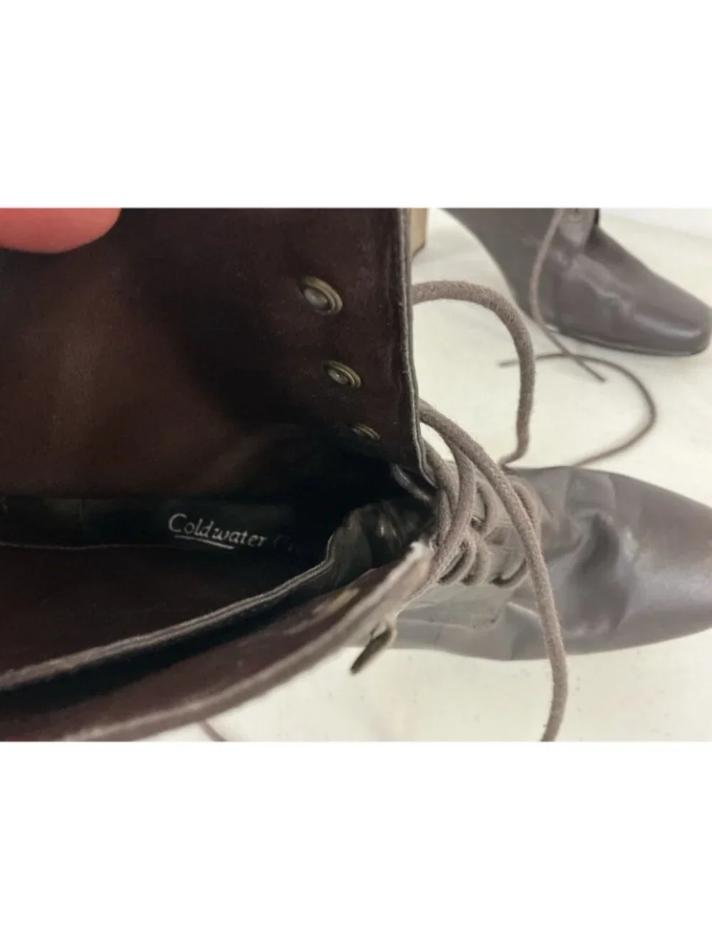 Coldwater Creek Lace up Brown Leather Boots Heeled Womens 8.5